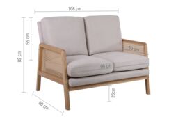 Birlea 2 Seater Sofa Settee Rattan White Fabric Ivy - thumbnail 6