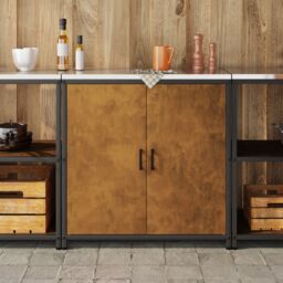 Berkfield Home Kitchen Storage Cabinet with Shelf with Storage with Door Rusty Weathering steel in Brown - thumbnail 4