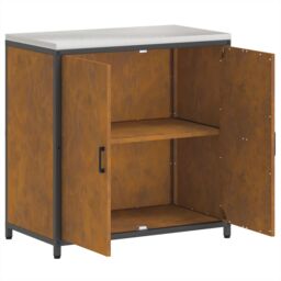 Berkfield Home Kitchen Storage Cabinet with Shelf with Storage with Door Rusty Weathering steel in Brown - thumbnail 6