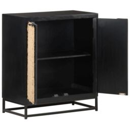 Berkfield Home Sideboard 60x35x70 cm Solid Mango Wood in Black - Size: 60 x 35 x 70 cm - thumbnail 3