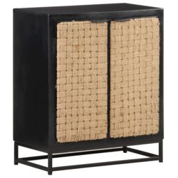Berkfield Home Sideboard 60x35x70 cm Solid Mango Wood in Black - Size: 60 x 35 x 70 cm - thumbnail 1