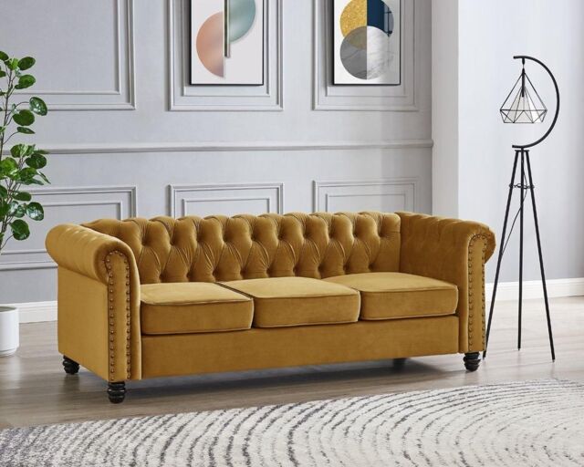 Home Detail Chester 3 Seater Sofa in Gold - image 1