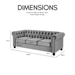 Home Detail Chester 3 Seater Sofa in Gold - thumbnail 7