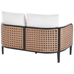 Wyld and Coco Garden Sofa Set - Black Aluminium Frame Off-White Cushions in White - thumbnail 6