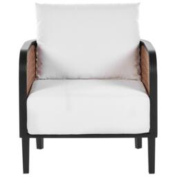 Wyld and Coco Garden Sofa Set - Black Aluminium Frame Off-White Cushions in White - thumbnail 8