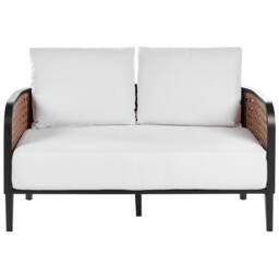 Wyld and Coco Garden Sofa Set - Black Aluminium Frame Off-White Cushions in White - thumbnail 3