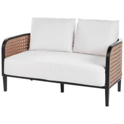 Wyld and Coco Garden Sofa Set - Black Aluminium Frame Off-White Cushions in White - thumbnail 5