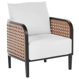Wyld and Coco Garden Sofa Set - Black Aluminium Frame Off-White Cushions in White - thumbnail 7