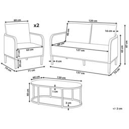 Wyld and Coco Garden Sofa Set - Black Aluminium Frame Off-White Cushions in White - thumbnail 4