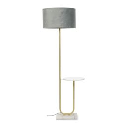 ValueLights Tavel Brushed Gold Floor Lamp Light with Velvet Shade in Grey - Size: 18 inches - thumbnail 2