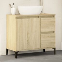 Berkfield Home Bathroom Cabinet Sonoma Oak 65x33x60 cm Engineered Wood in Brown - Size: 65 x 33 x 60 cm
