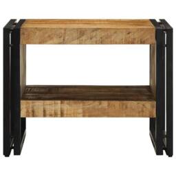 Berkfield Home Beautiful Coffee Table 50x50x38 cm Solid Rough Wood Mango in Brown - Size: 50 x 50 x 38 cm - thumbnail 4