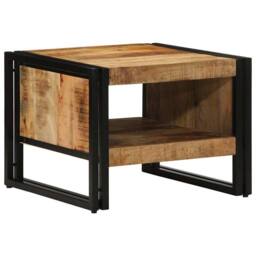 Berkfield Home Beautiful Coffee Table 50x50x38 cm Solid Rough Wood Mango in Brown - Size: 50 x 50 x 38 cm - thumbnail 3