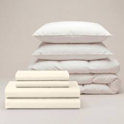 Bedable Sateen Bedding Bundle (Bedding Set + Duvet + 2 Pillows) in Cream - Size: Double - thumbnail 2