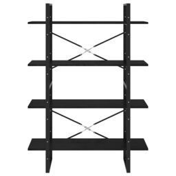 Berkfield Home 4-Tier Book Cabinet Black 100x30x140 cm Solid Pine Wood - Size: 100 x 30 x 140 cm - thumbnail 5