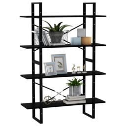 Berkfield Home 4-Tier Book Cabinet Black 100x30x140 cm Solid Pine Wood - Size: 100 x 30 x 140 cm - thumbnail 4