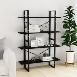 Berkfield Home 4-Tier Book Cabinet Black 100x30x140 cm Solid Pine Wood - Size: 100 x 30 x 140 cm - thumbnail 3