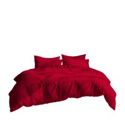 Snug City Plain Dyed Easy Care Polycotton Duvet Cover & Pillowcase/s Set Bed Linen in Red - Size: Double - thumbnail 2