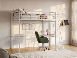 Vente-unique Loft Bed With Integrated Desk - 140 X 190 Cm - White - CASUAL II - Size: Double - thumbnail 3