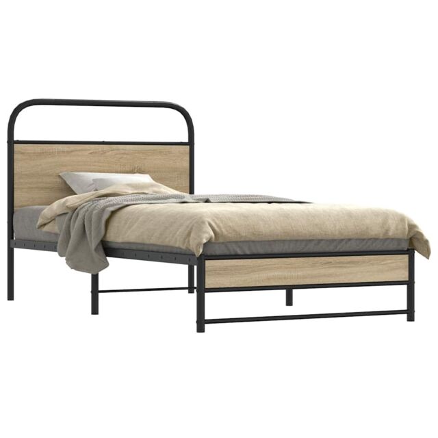 Berkfield Home Bed Frame Without Mattress 100x200 cm Smoked Oak Engineered Wood in Brown - image 1