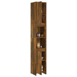 Berkfield Home Stylish Bathroom Cabinet Smoked Oak 30x30x183.5 cm Engineered Wood in Brown - thumbnail 4
