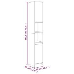 Berkfield Home Stylish Bathroom Cabinet Smoked Oak 30x30x183.5 cm Engineered Wood in Brown - thumbnail 8