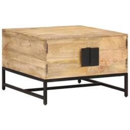 Berkfield Home Beautiful Coffee Table 67x67x45 cm Solid Mango Wood in Brown - Size: 67 x 67 x 45 cm - thumbnail 9