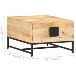 Berkfield Home Beautiful Coffee Table 67x67x45 cm Solid Mango Wood in Brown - Size: 67 x 67 x 45 cm - thumbnail 7
