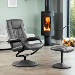 Artemis Home Gibson Swivel Recliner & Footstool in Grey