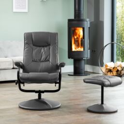 Artemis Home Gibson Swivel Recliner & Footstool in Grey - thumbnail 3