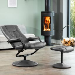 Artemis Home Gibson Swivel Recliner & Footstool in Grey - thumbnail 2