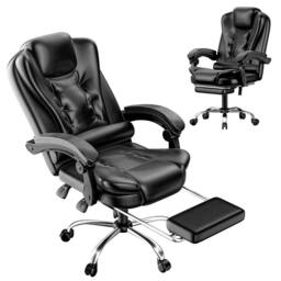 Gartistgo Executive Chair PU Leather Swivel Recliner with Footrest in Black