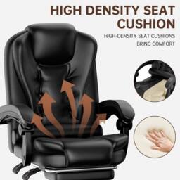 Gartistgo Executive Chair PU Leather Swivel Recliner with Footrest in Black - thumbnail 5