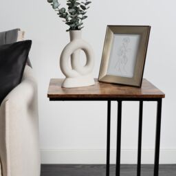 OHS Wood Effect C-Shaped Coffee Table Sofa Desk in Dark Brown - thumbnail 4