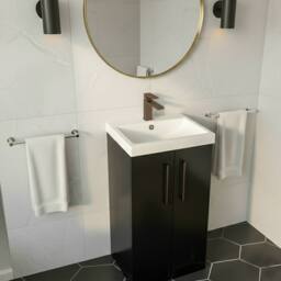 Balterley Modern Bathroom 2 Soft Close Door Vanity Unit Basin, Dark Grey, 500mm in Grey - thumbnail 4