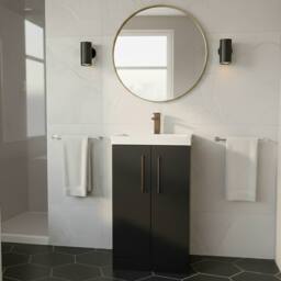 Balterley Modern Bathroom 2 Soft Close Door Vanity Unit Basin, Dark Grey, 500mm in Grey - thumbnail 2