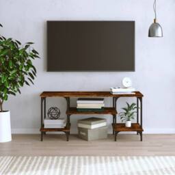 Berkfield Home TV Cabinet Smoked Oak 102x35x45.5 cm Engineered Wood in Brown - thumbnail 3