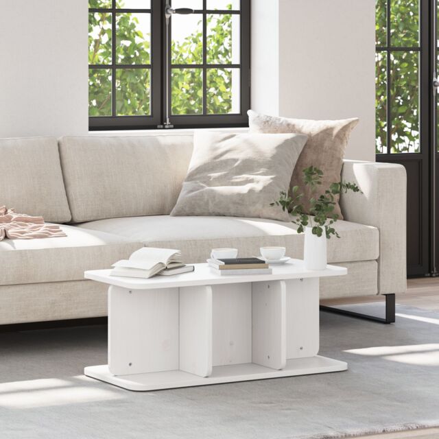 Berkfield Home Coffee Table White Solid pine wood - image 1