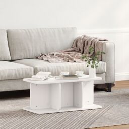 Berkfield Home Coffee Table White Solid pine wood - thumbnail 4