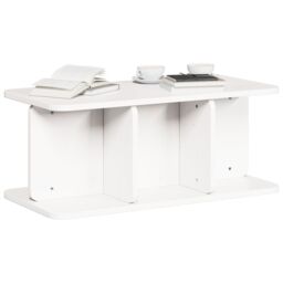 Berkfield Home Coffee Table White Solid pine wood - thumbnail 3
