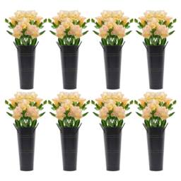 Ventryn 8PCS Galvanized Metal Vases Flower Bucket Vases, Black Flower - thumbnail 3