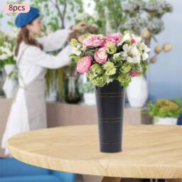 Ventryn 8PCS Galvanized Metal Vases Flower Bucket Vases, Black Flower - thumbnail 5
