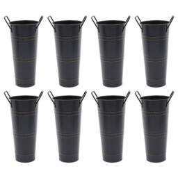 Ventryn 8PCS Galvanized Metal Vases Flower Bucket Vases, Black Flower - thumbnail 1
