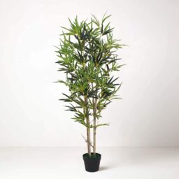 Tradala Trees Artificial Bamboo Tree Plant in Pot with Real Wood Trunk in Dark Green - Size: 4ft - thumbnail 2