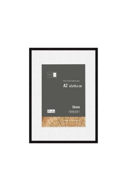 nielsen Skava A2 Wooden Picture Frame With A3 Mount & Glass Front in Black - image 1