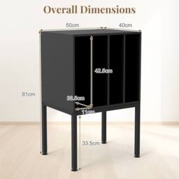 Costway Record Player Stand Side Table Turntable Stand w/Vinyl Storage Shelves in Black - thumbnail 2