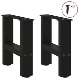 Berkfield Home Coffee Table Legs Black 2 pcs 40x(30-31) cm Steel - thumbnail 4