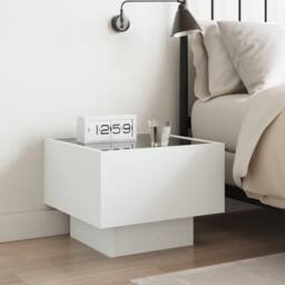 Berkfield Home Bedside Table with Infinity LED White 40x40x30 cm - Size: 40 x 40 x 30 cm - thumbnail 4