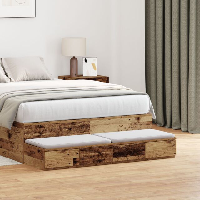 Berkfield Home Bed Drawers Old Wood 120x36, 5x16, 5 cm Engineered Wood in Brown - image 1
