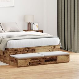 Berkfield Home Bed Drawers Old Wood 120x36, 5x16, 5 cm Engineered Wood in Brown - thumbnail 1